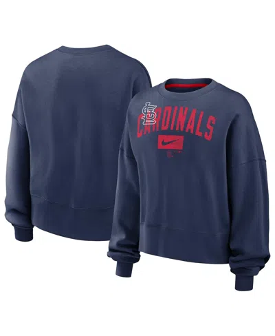 Fanatics Nike Women's Navy St. Louis Cardinals Pullover Sweatshirt In Navy,red