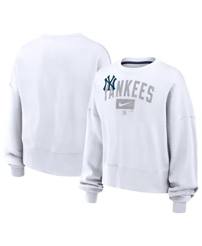 Fanatics Nike Women's White New York Yankees Pullover Sweatshirt In White,navy