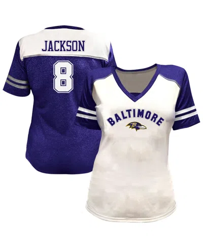 Fanatics Plus Size Baltimore Ravens Lamar Jackson V-neck Bling T-shirt In Blue