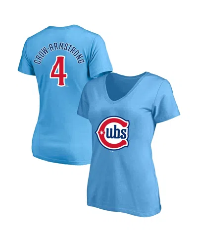 Fanatics Plus Size Chicago Cubs Pete Crow-armstrong Short-sleeve V-neck T-shirt In Light Blue
