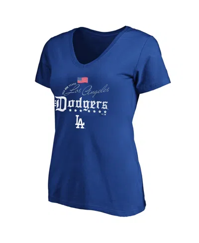 Fanatics Plus Size Los Angeles Dodgers Usa 250 Years V-neck T-shirt In Royal