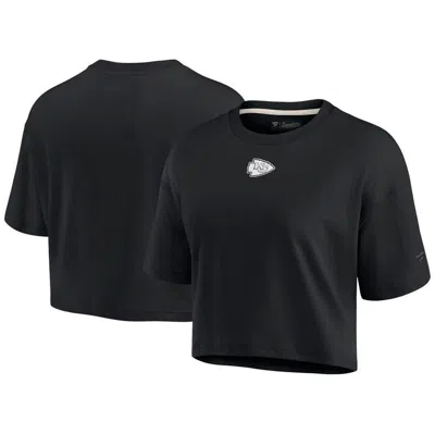 Fanatics Signature Women's  Black Kansas City Chiefs Super Soft Short Sleeve Cropped T-shirt