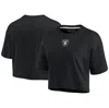 Fanatics Signature Women's  Black Las Vegas Raiders Super Soft Short Sleeve Cropped T-shirt In Black