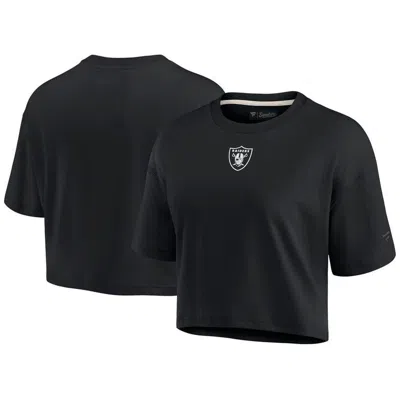 Fanatics Signature Women's  Black Las Vegas Raiders Super Soft Short Sleeve Cropped T-shirt