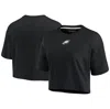 Fanatics Signature Women's  Black Philadelphia Eagles Super Soft Boxy Short Sleeve Cropped T-shirt In Black