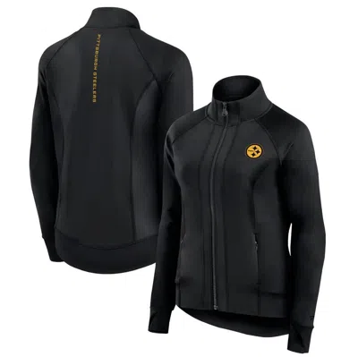 Fanatics Signature Black Pittsburgh Steelers Studio Fitted Full-zip Gym Track Jacket