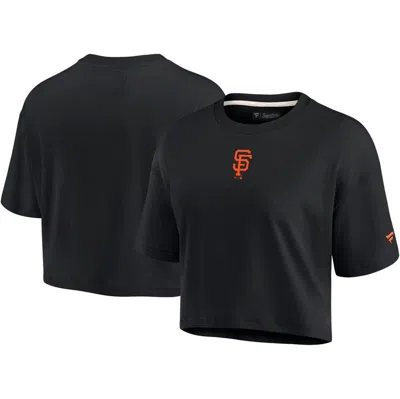 FANATICS SIGNATURE FANATICS SIGNATURE BLACK SAN FRANCISCO GIANTS ELEMENTS SUPER SOFT BOXY CROPPED T-SHIRT