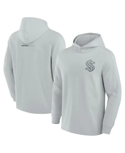 Fanatics Signature Fanatics Men's Signature Gray Seattle Kraken Elements Lightweight Tri-blend Fleece Hoodie