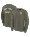 Fanatics Signature Fanatics Unisex Signature Olive New York Knicks Super Soft Pullover Crew Sweatshirt In Olive