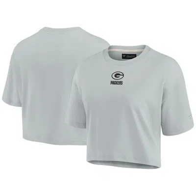 Fanatics Signature Women's  Gray Green Bay Packers Super Soft Short Sleeve Cropped T-shirt