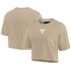 Fanatics Signature Fanatics Women's Signature Khaki New York Knicks Elements Super Soft Boxy Cropped T-shirt In Khaki