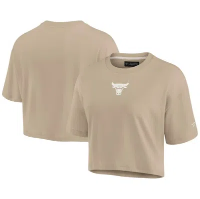 Fanatics Signature Khaki Chicago Bulls Elements Super Soft Boxy Cropped T-shirt