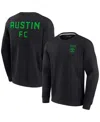 Fanatics Signature Men's And Women's  Black Austin Fc Super Soft Fleece Crew Sweatshirt In Black