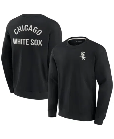 Fanatics Signature Men's And Women's  Black Chicago White Sox Super Soft Pullover Crew Sweatshirt