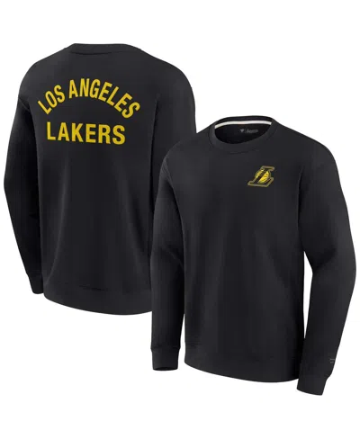 Fanatics Signature Men's And Women's  Black Los Angeles Lakers Super Soft Fleece Oversize Arch Crew P