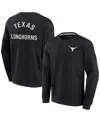 Fanatics Signature Men's And Women's  Black Texas Longhorns Super Soft Pullover Crew Sweatshirt In Black
