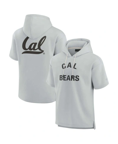 Fanatics Signature Men's And Women's  Gray Cal Bears Super Soft Fleece Short Sleeve Pullover Hoodie