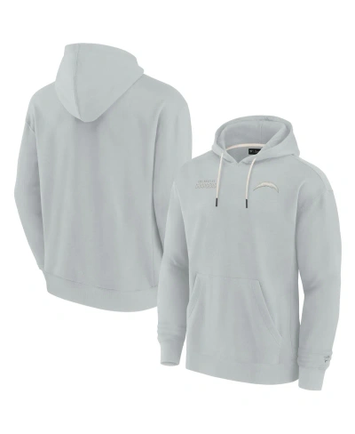 Fanatics Signature Men's And Women's  Gray Los Angeles Chargers Super Soft Fleece Pullover Hoodie