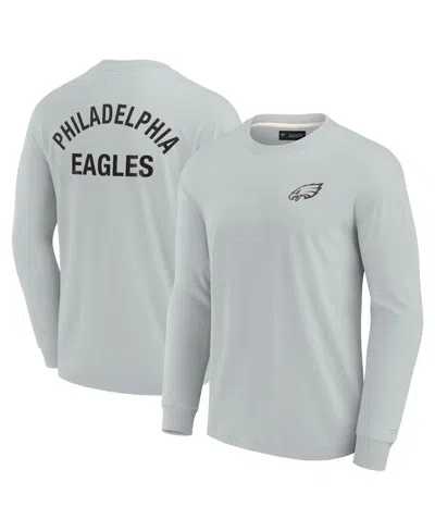 FANATICS SIGNATURE MEN'S AND WOMEN'S FANATICS SIGNATURE GRAY PHILADELPHIA EAGLES SUPER SOFT LONG SLEEVE T-SHIRT