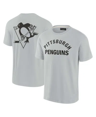 FANATICS SIGNATURE MEN'S AND WOMEN'S FANATICS SIGNATURE GRAY PITTSBURGH PENGUINS SUPER SOFT SHORT SLEEVE T-SHIRT