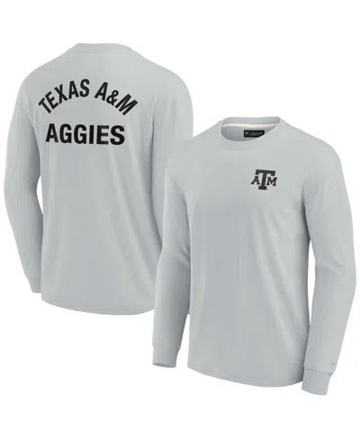 FANATICS SIGNATURE MEN'S AND WOMEN'S FANATICS SIGNATURE GRAY TEXAS A&M AGGIES SUPER SOFT LONG SLEEVE T-SHIRT