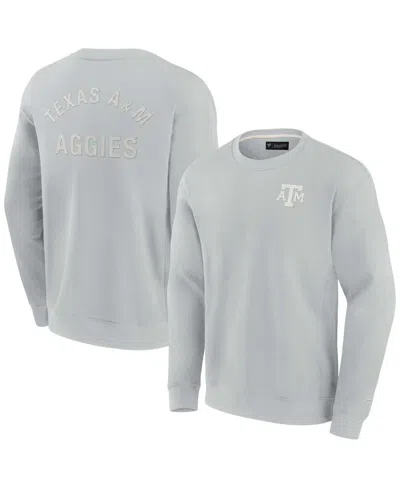 FANATICS SIGNATURE MEN'S AND WOMEN'S FANATICS SIGNATURE GRAY TEXAS A&M AGGIES SUPER SOFT PULLOVER CREW SWEATSHIRT