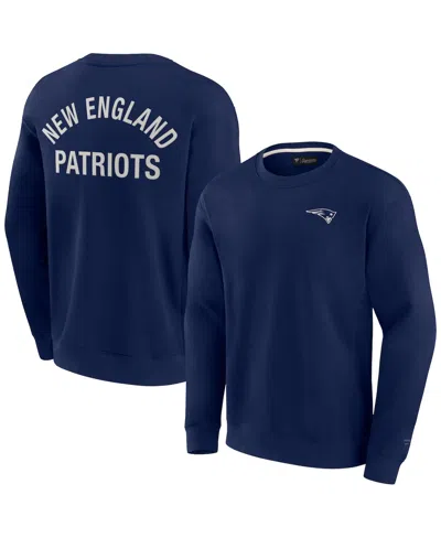 FANATICS SIGNATURE MEN'S AND WOMEN'S FANATICS SIGNATURE NAVY NEW ENGLAND PATRIOTS SUPER SOFT PULLOVER CREW SWEATSHIRT