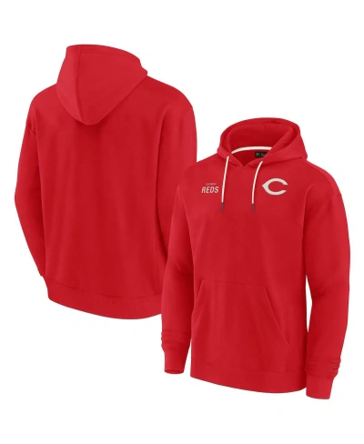 Fanatics Signature Men's And Women's  Red Cincinnati Reds Super Soft Fleece Pullover Hoodie