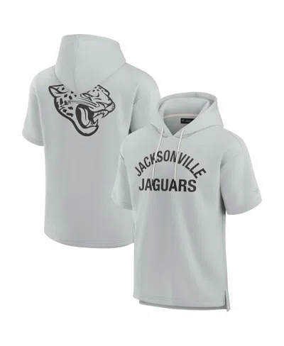 Fanatics Signature Men's And Women's Gray Jacksonville Jaguars Elements Super Soft Fleece Short Sleeve Pullover Hoodie In Gray,cream
