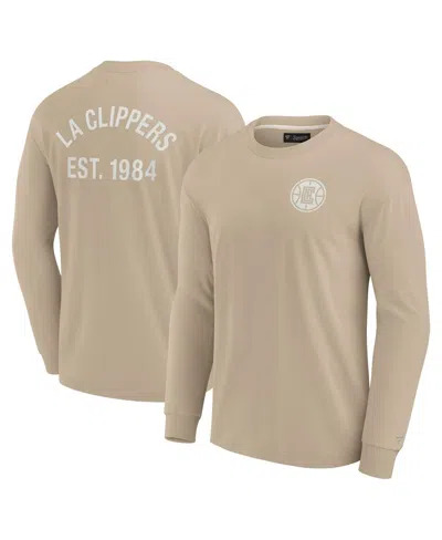 Fanatics Signature Men's And Women's Khaki La Clippers Elements Super Soft Long Sleeve T-shirt