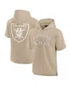 Fanatics Signature Men's And Women's Khaki Las Vegas Raiders Elements Super Soft Fleece Short Sleeve Pullover Hoodie In Khaki