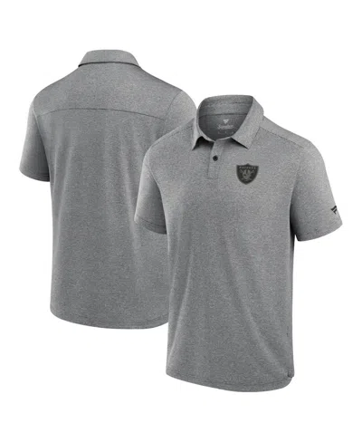 Fanatics Signature Men's Black Las Vegas Raiders Front Office Tech Polo Shirt In Gray