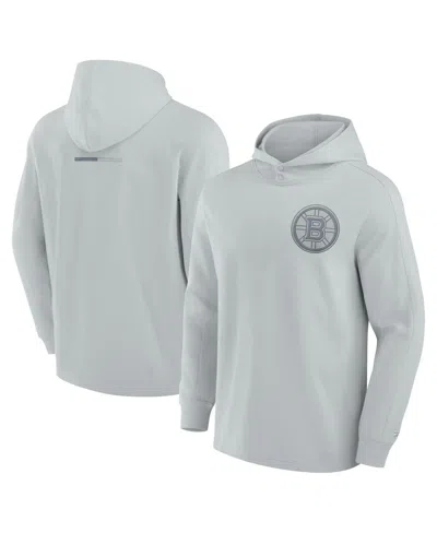 Fanatics Signature Men's Gray Boston Bruins Elements Lightweight Tri-blend Fleece Hoodie