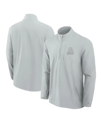 FANATICS SIGNATURE MEN'S GRAY CLEVELAND BROWNS FRONT OFFICE WOVEN QUARTER-ZIP JACKET