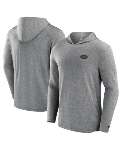 Fanatics Signature Men's Gray New York Jets Front Office Tech Lightweight Hoodie T-shirt