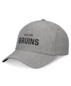 Fanatics Signature Men's Heather Gray Boston Bruins Elements A-frame Leather Strap Back Hat In Heather Gray