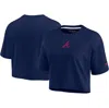 Fanatics Signature Women's  Navy Atlanta Braves Super Soft Short Sleeve Cropped T-shirt In Navy