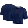Fanatics Signature Women's  Navy Boston Red Sox Super Soft Short Sleeve Cropped T-shirt In Navy