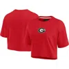 FANATICS SIGNATURE FANATICS SIGNATURE RED GEORGIA BULLDOGS ELEMENTS SUPER SOFT BOXY CROPPED T-SHIRT