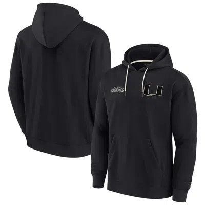 Fanatics Signature Men's And Women's  Black Miami Hurricanes Super Soft Fleece Pullover Hoodie