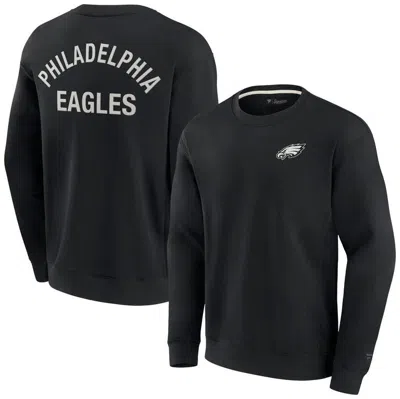 Fanatics Signature Unisex  Black Philadelphia Eagles Super Soft Pullover Crew Sweatshirt