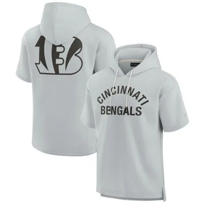 Fanatics Signature Unisex  Grey Cincinnati Bengals Super Soft Fleece Short Sleeve Hoodie