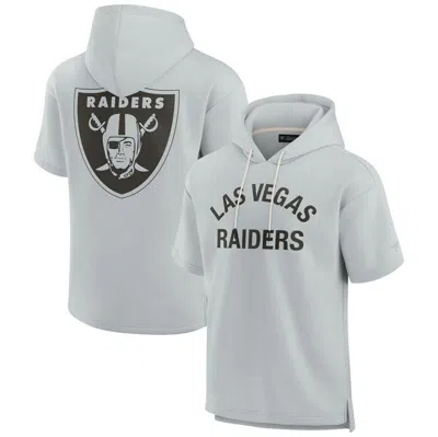 Fanatics Signature Unisex  Gray Las Vegas Raiders Super Soft Fleece Short Sleeve Hoodie