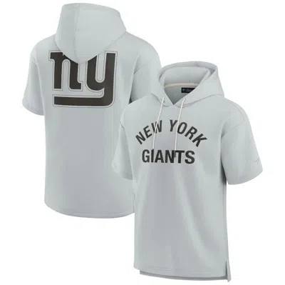Fanatics Signature Unisex  Gray New York Giants Super Soft Fleece Short Sleeve Hoodie