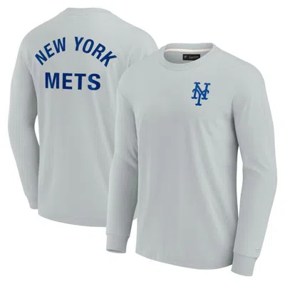 Fanatics Signature Men's And Women's  Gray New York Mets Super Soft Long Sleeve T-shirt