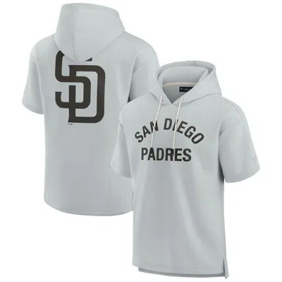 Fanatics Signature Unisex  Grey San Diego Padres Elements Super Soft Fleece Short Sleeve Pullover Hoo