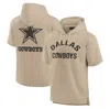 Fanatics Signature Unisex  Khaki Dallas Cowboys Elements Super Soft Fleece Short Sleeve Pullover Hood In Khaki