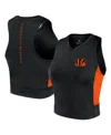 Fanatics Signature Women's Black Cincinnati Bengals Studio Fitted Gym Tank Top In Black