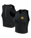 Fanatics Signature Women's Black Pittsburgh Steelers Studio Fitted Gym Tank Top In Black