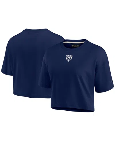 FANATICS SIGNATURE WOMEN'S FANATICS SIGNATURE NAVY CHICAGO BEARS SUPER SOFT SHORT SLEEVE CROPPED T-SHIRT